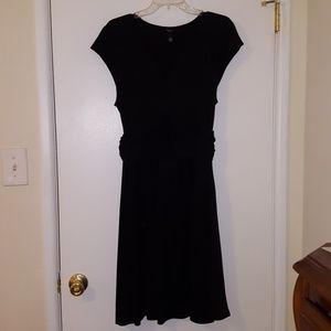 Black Jersey Knit Dress with Draping and Rear Tie